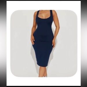 Fashion Nova Navy Blue Midi Dress